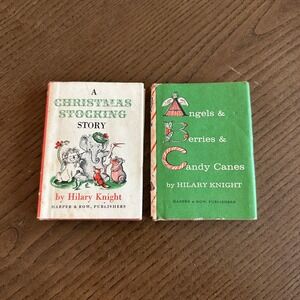 Vtg Hilary Knight Christmas Miniature Books Stocking Story Angels Berries Set